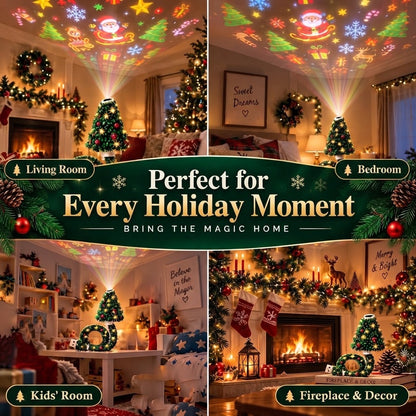 🎄Plug-and-Play HD USB Christmas Tree Projector with 6 Festive Scenes