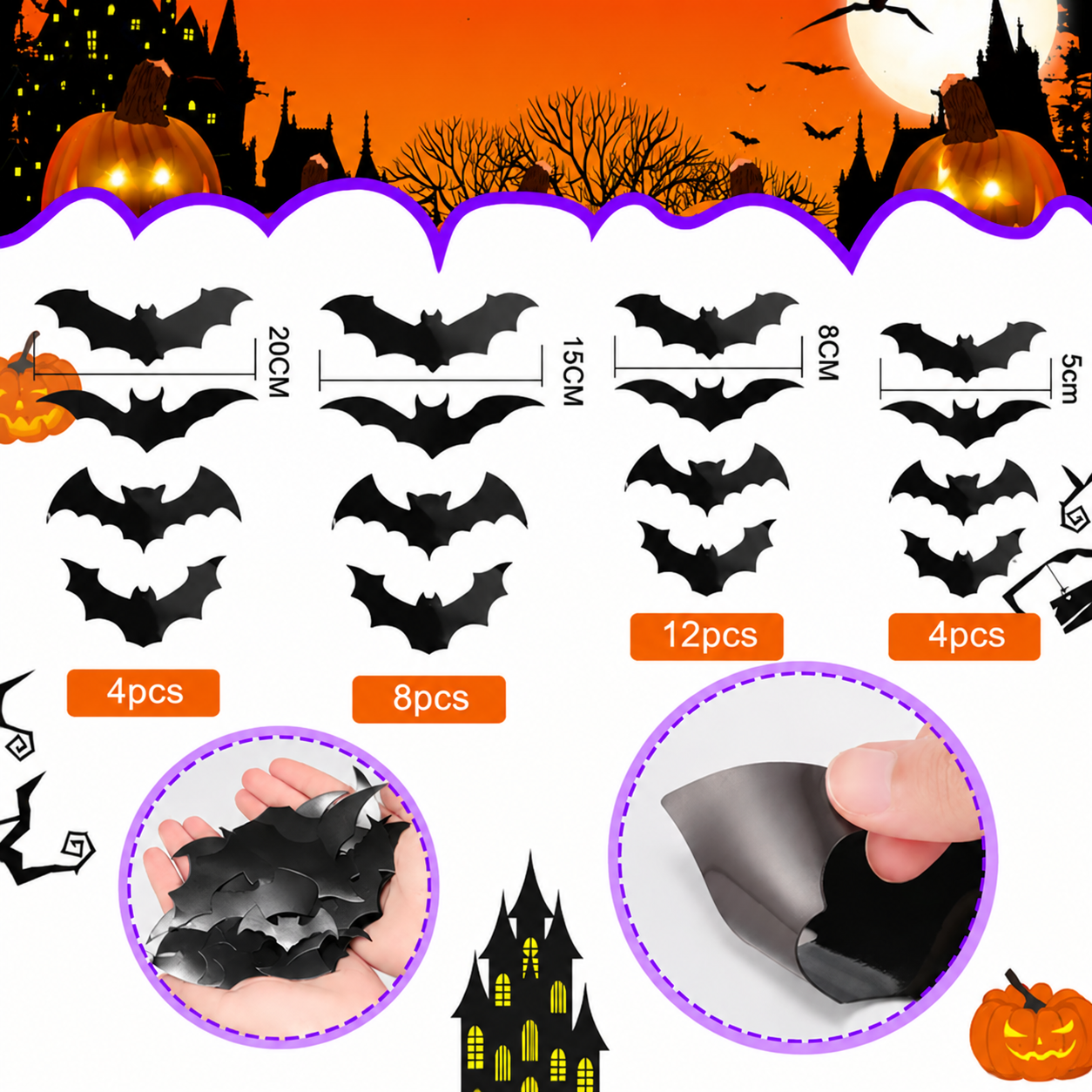 28 Pcs Black Bats