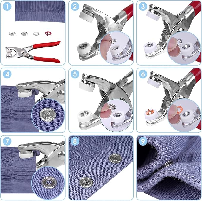 🛡️Hand-Press Tool Set for Installing Invisible No-Sew Five-Prong Snaps
