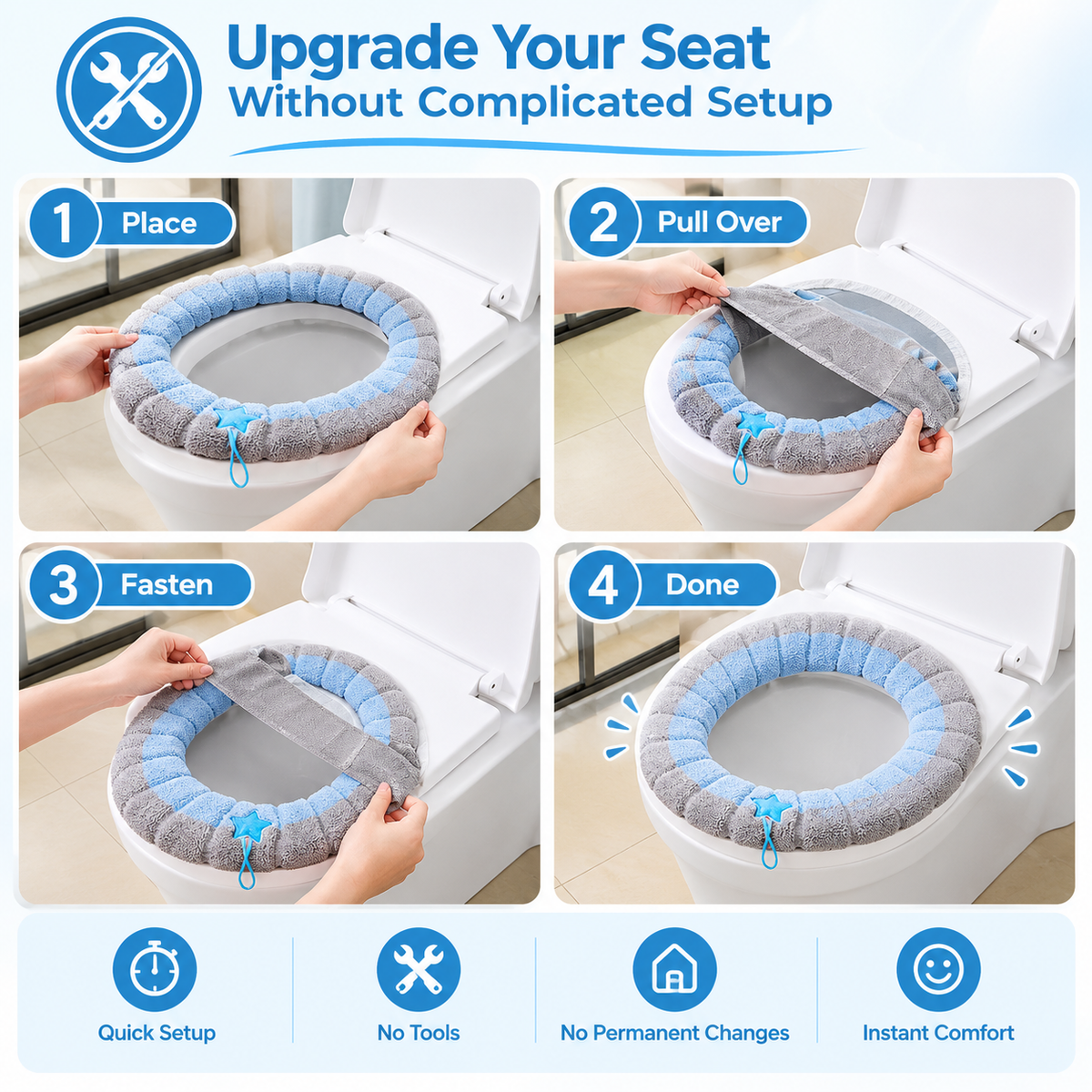 Lightweight Washable Soft Toilet Seat Cushion