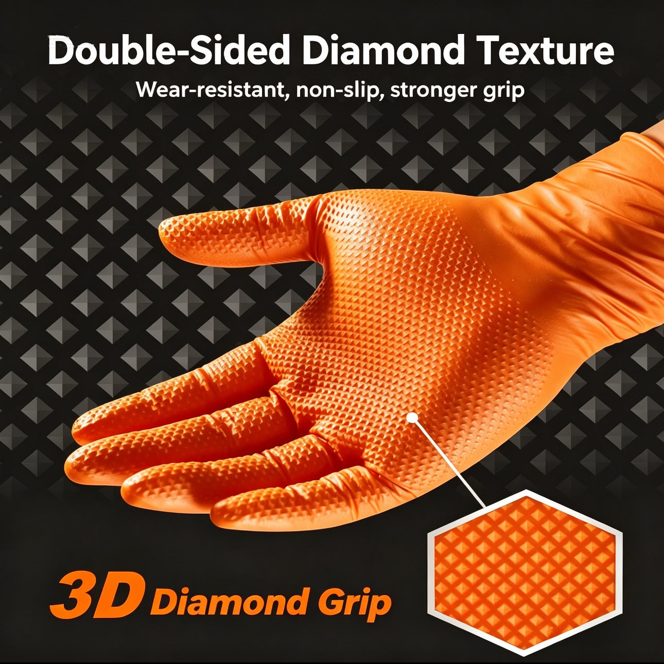 High Quality Thickened Wear Resistant Patterned Nitrile Gloves