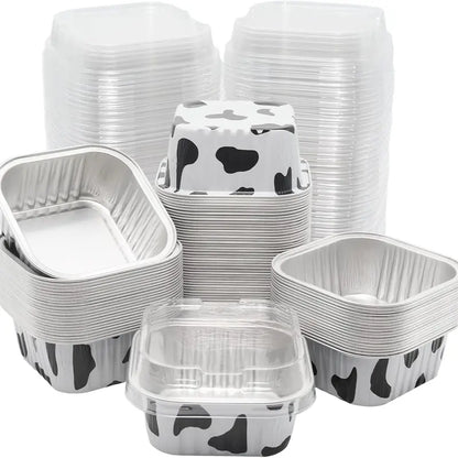🎂💖 5oz Mini Aluminum Foil Bakeware Pans with Plastic Lids