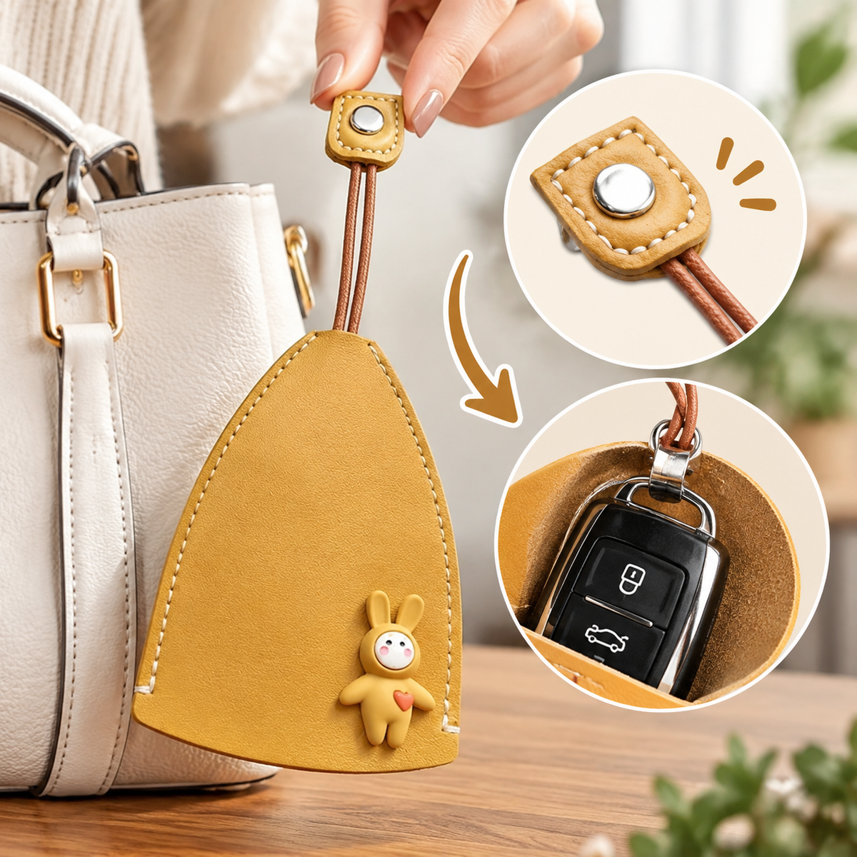 🐰4 Pcs Innovative High-Capacity Pull-Out Car Key Case