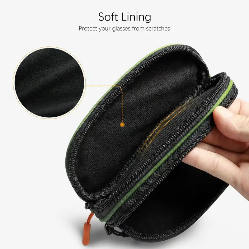 Soft Portable Double Eyeglass Case Zipper Sunglasses Bag