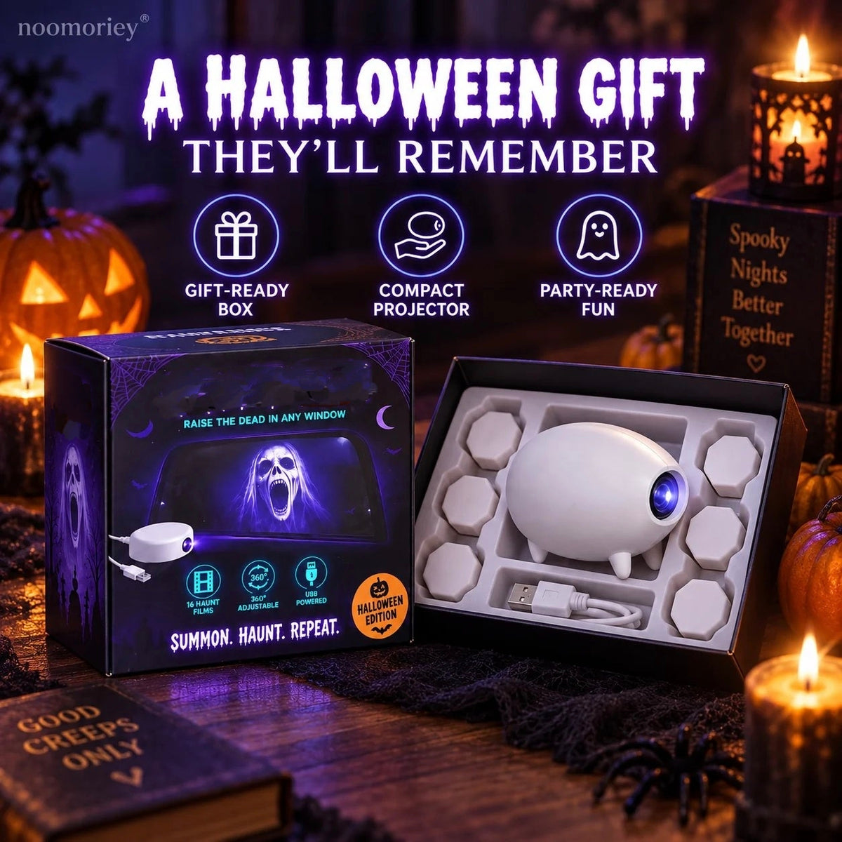 🎃 Halloween Window Projector 👻 16 Spooky Scenes & 360° Adjustable Stand