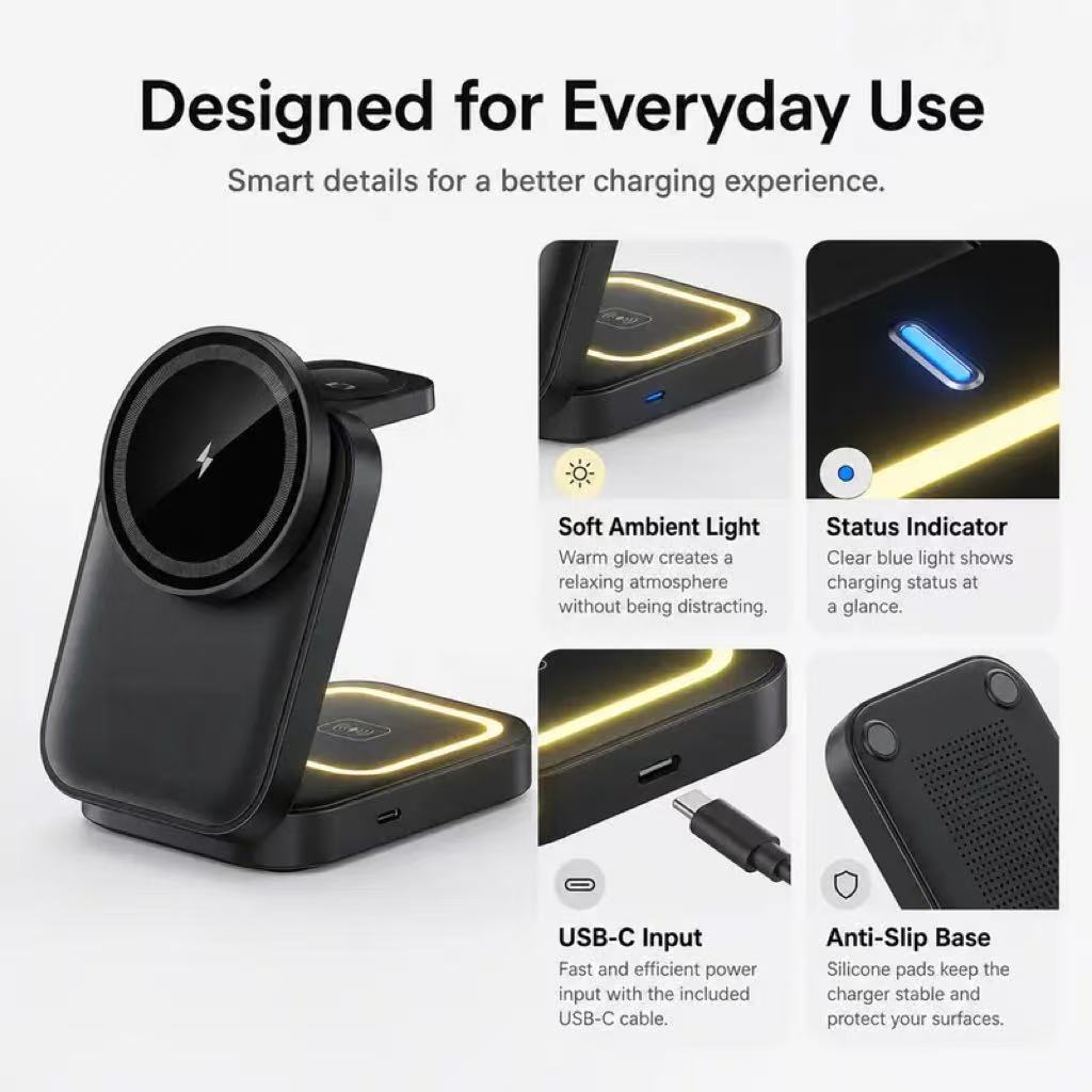 3-In-1 Foldable Magnetic Wireless Charger
