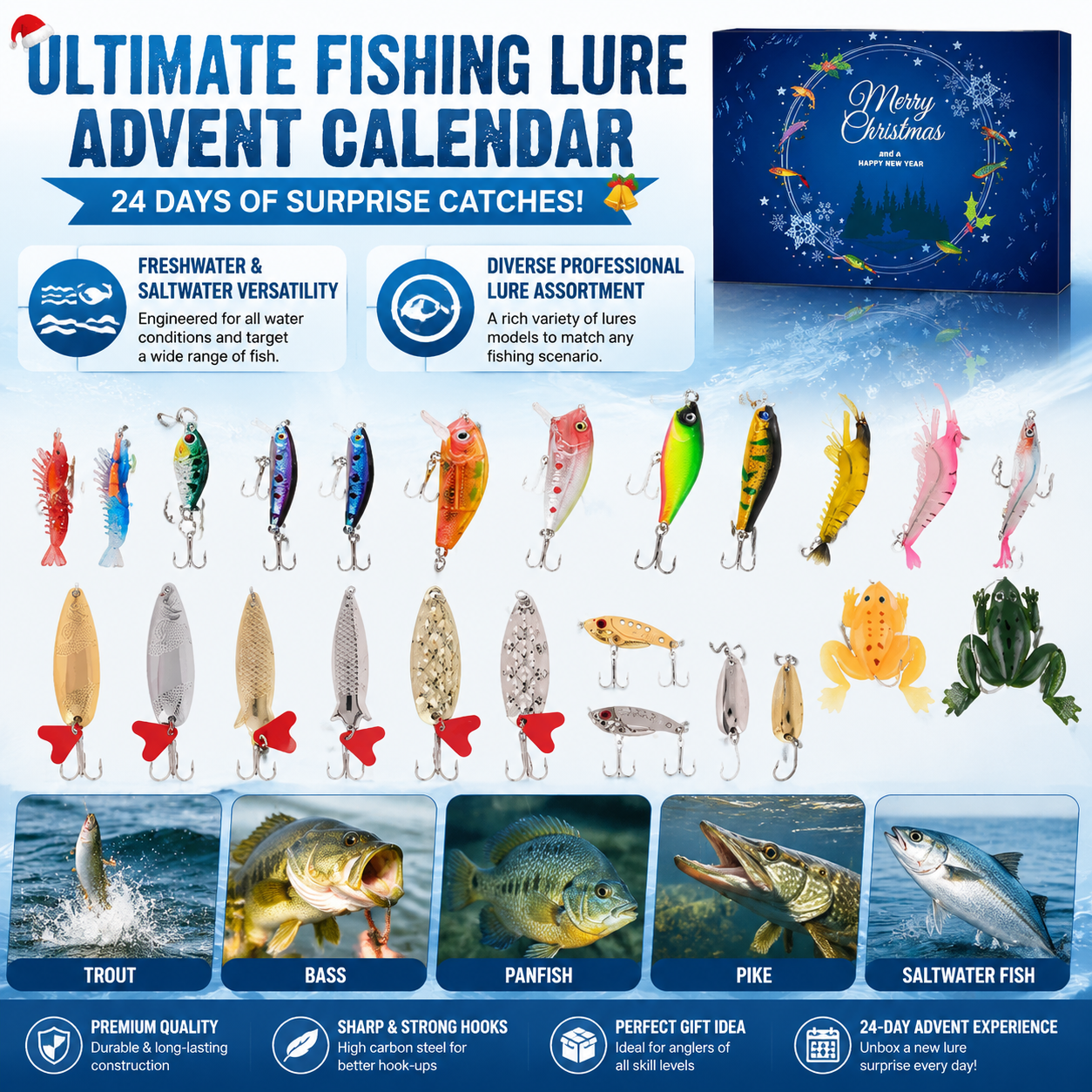 🎣2026 Fishing-Themed Christmas Advent Calendar - 24-Day Countdown