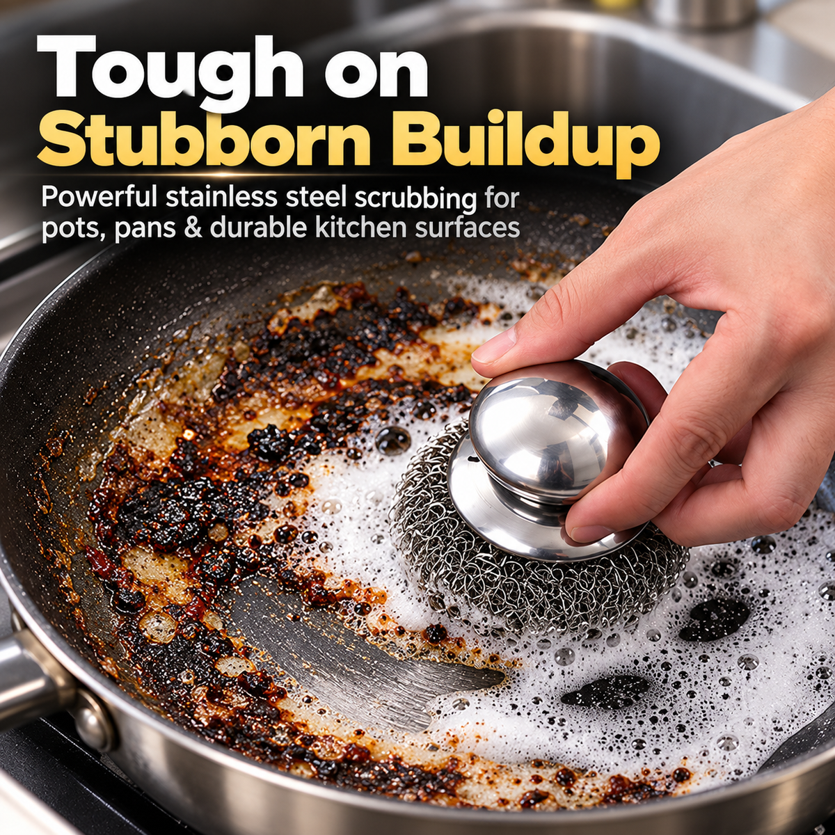Stainless Steel Kitchen Pot Brush 2 Pcs