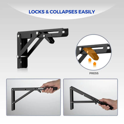 🛠️🪄 2 Pack Heavy Duty Shelf Brackets Collapsible Shelf Brackets