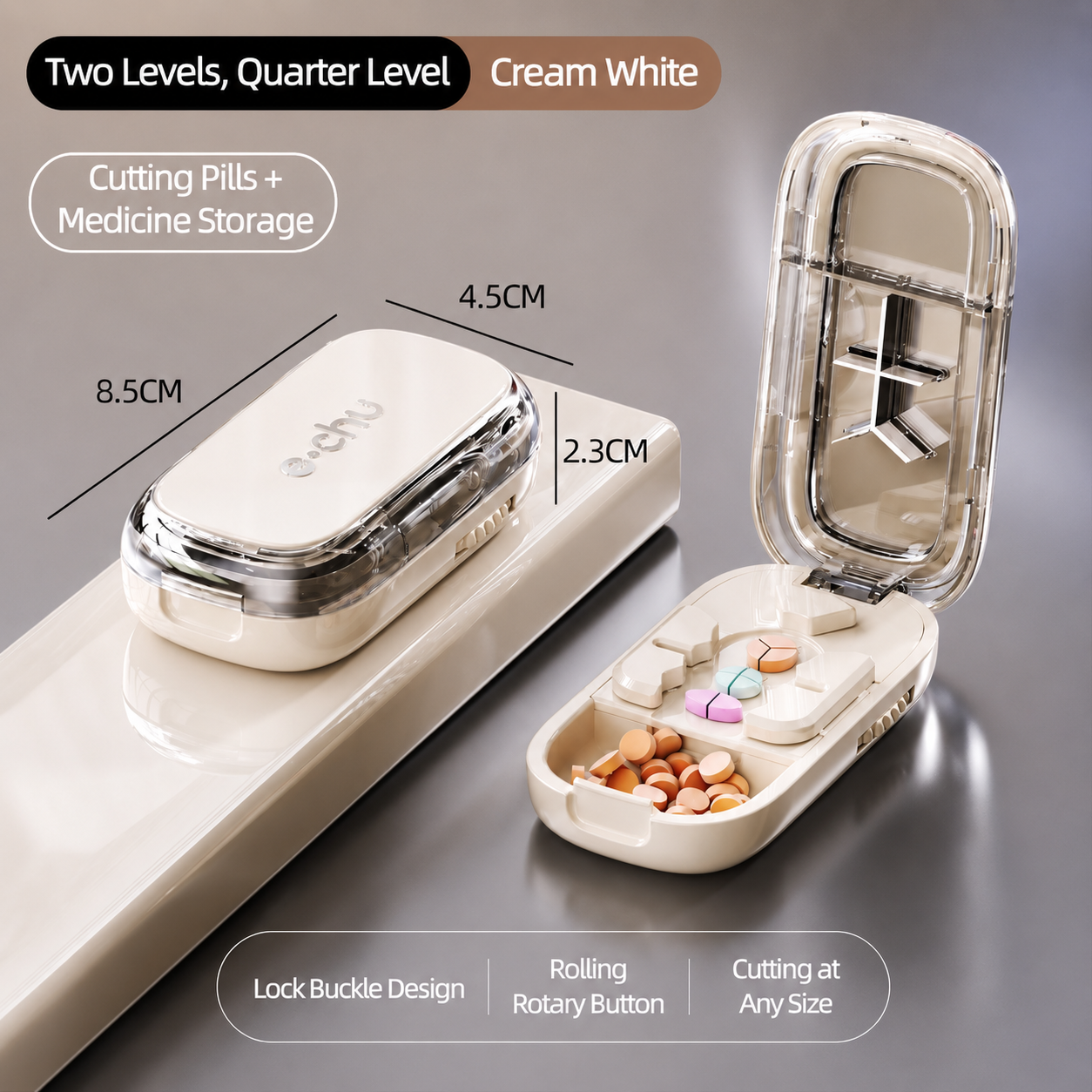 🔥Upgrade-Designed Compact 3-in-1 Pill Splitter Organizer - ABS+PC