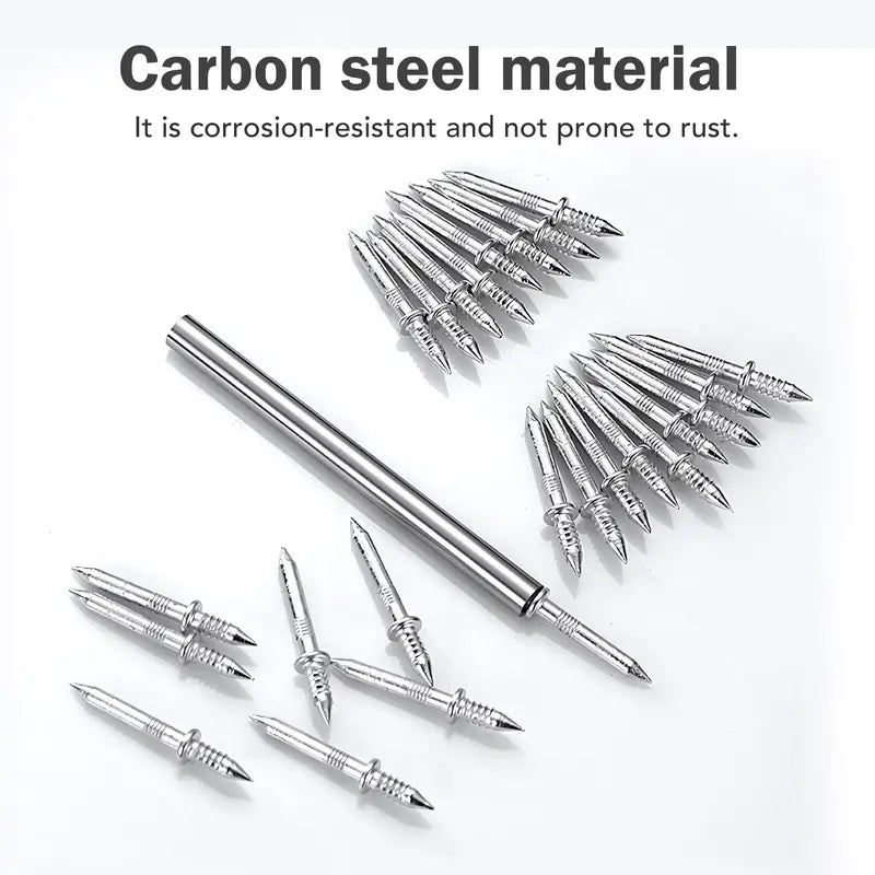 🔧100 Double-Ended Carbon Steel Baseboard Nails - Corrosion Resistant, Easy to Use, Invisible and Mark-Free Fixing
