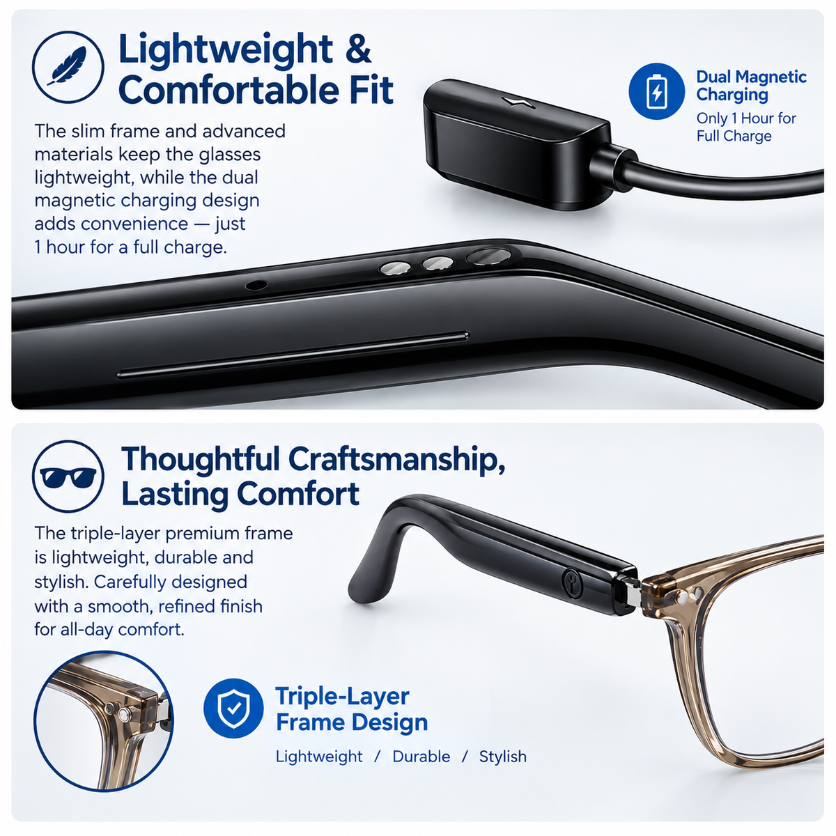 AI Translation Smart Bluetooth Glasses
