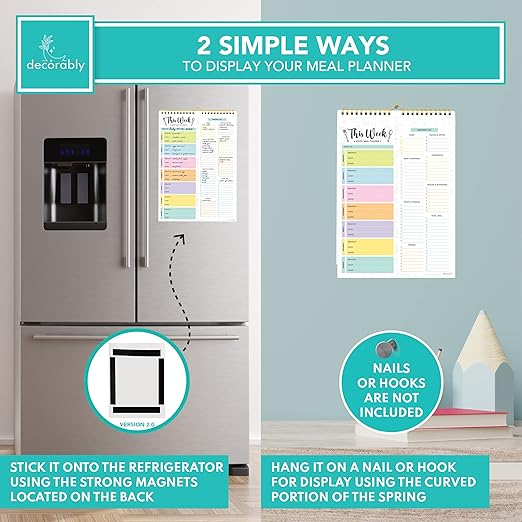🗓Magnetic wall-hung shopping list and menu planning notebook