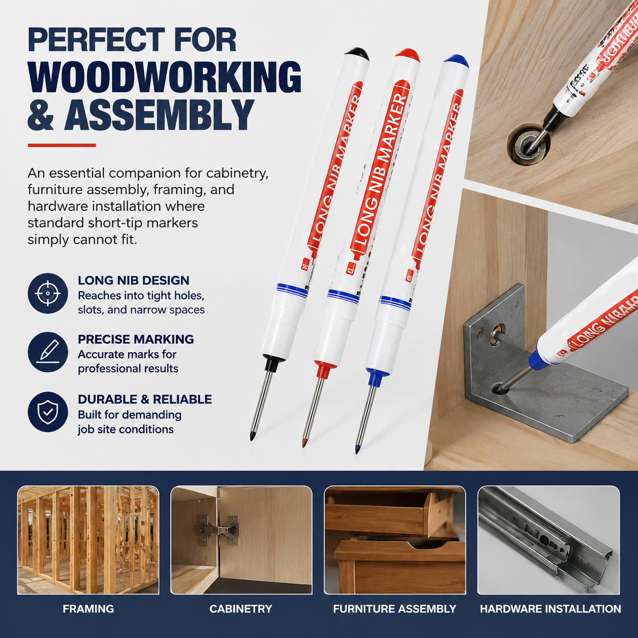 ✍️ Long-nib deep-hole markers (pack of five)
