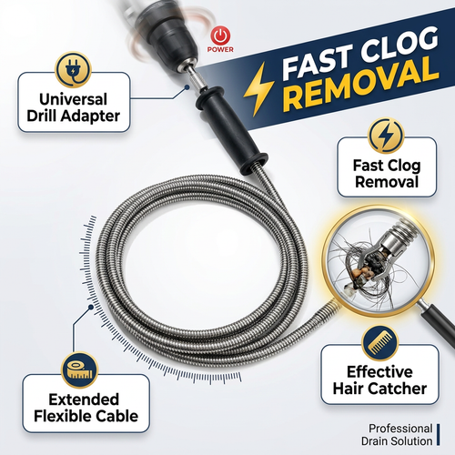 🔌42 Inch Tub and Sink Snake Auger Clog Remover for Bathroom Drains