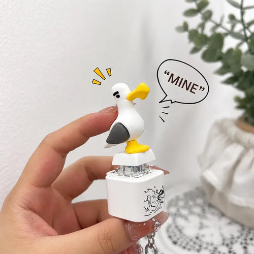 🔊🐦 Seagull MINE! Button Keychain-Real Sound & LED Light