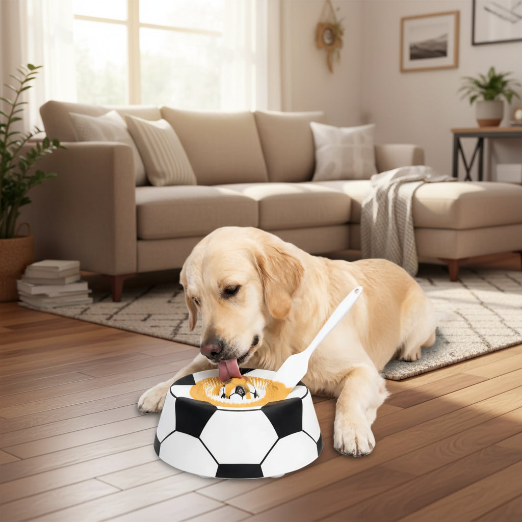⚽🐕 Soccer Style Multi purpose dog bowl ,Dog Liquid Slow Feeder,Lick Bowl Mat with Ball