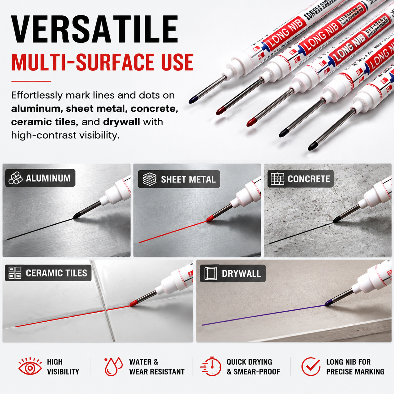 ✍️ Long-nib deep-hole markers (pack of five)