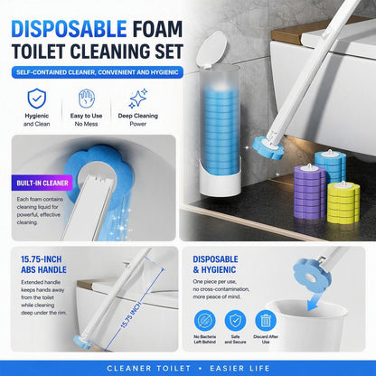Disposable Toilet Brush Wall-Mounted With Replaceable Brush Heads.
