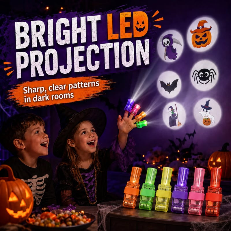 🎃 Halloween Finger Projection Lights – Fun LED Glow Toy & Party Favor Gift 👻