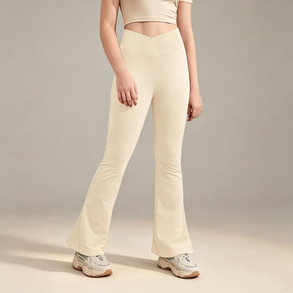 Girl's Leggings Cross High Waisted Flare Pants Yoga Bootcut Pants