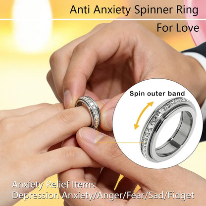 ✨Simple single-row diamond rotating ring