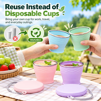 ♻️Upgraded Macaron-Style Collapsible Silicone Cup