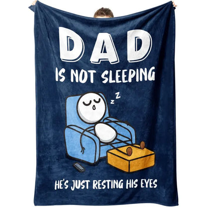 😴🛋️ Funny Gift Dad Is Not Sleeping Flannel Blanket