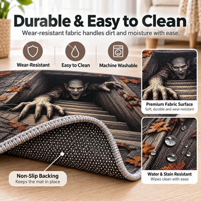 🎃Halloween Front Door Mat – Festive 3D Visual Skull & Clown Horror Rug