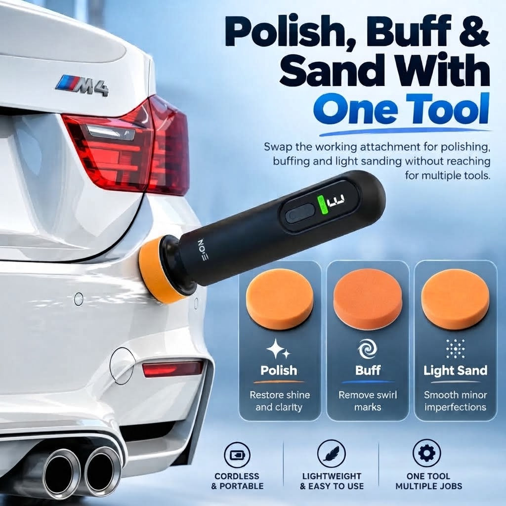 Cordless Car Polish Machine, 12000RPM 3-in-1 Car Detailing Tool