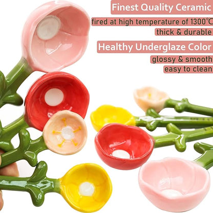 🏺Decorative flowerpot ceramic measuring spoon set with storage base
