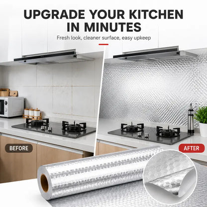 ✨Self-adhesive aluminum foil kitchen splash-proof wallpaper