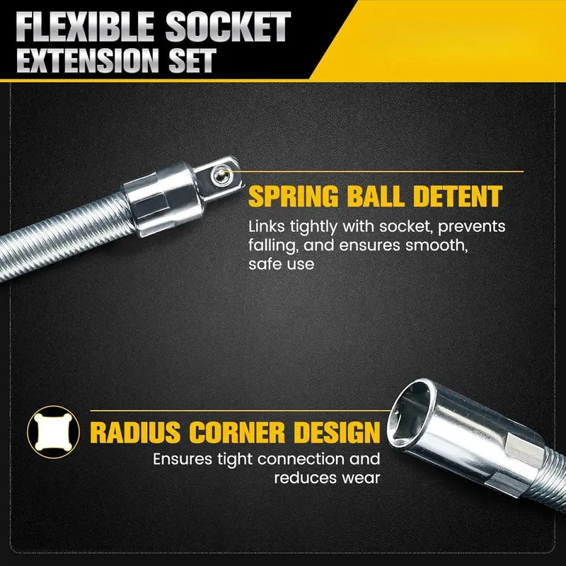 🔧 Socket Ratchet Wrench Set - 3 Bendable Shafts Connecting Rod