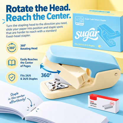 Rotating Swing Arm Stapler, 360 Degree Long Reach Stapler
