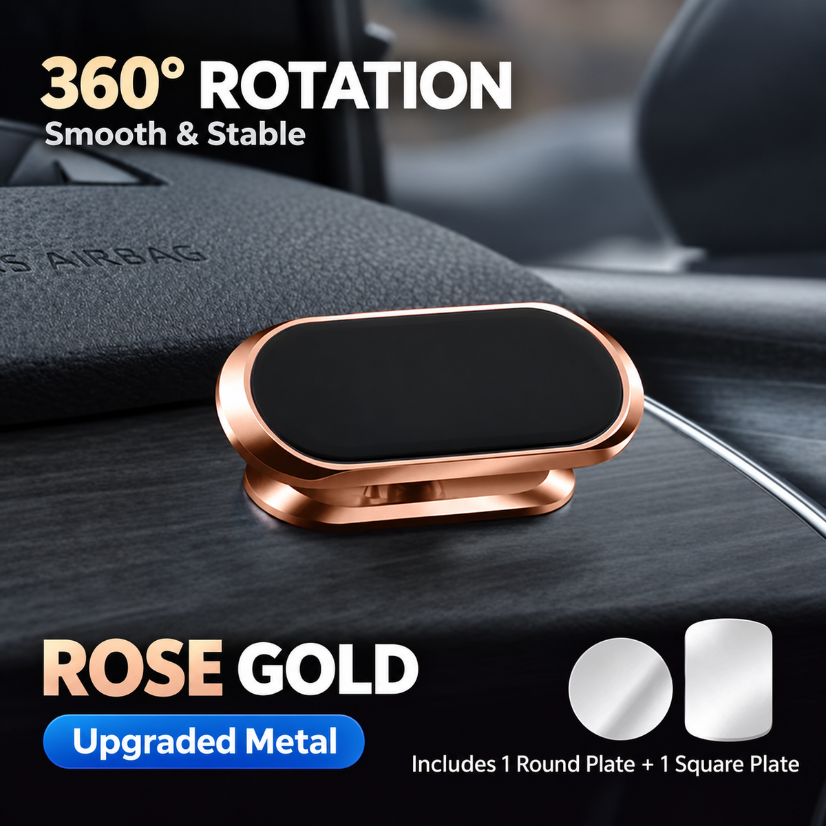 📱Car Magnetic Phone Holder - 360° Adjustable, with Included Metal Plate