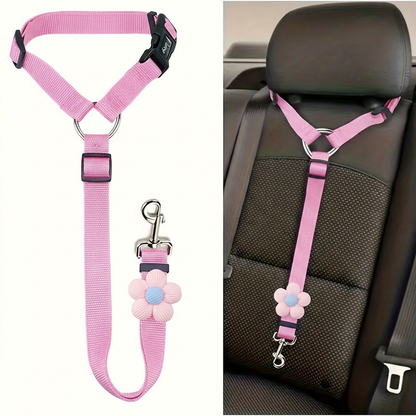 🚗 Adjustable Dog Car Seatbelt Harness