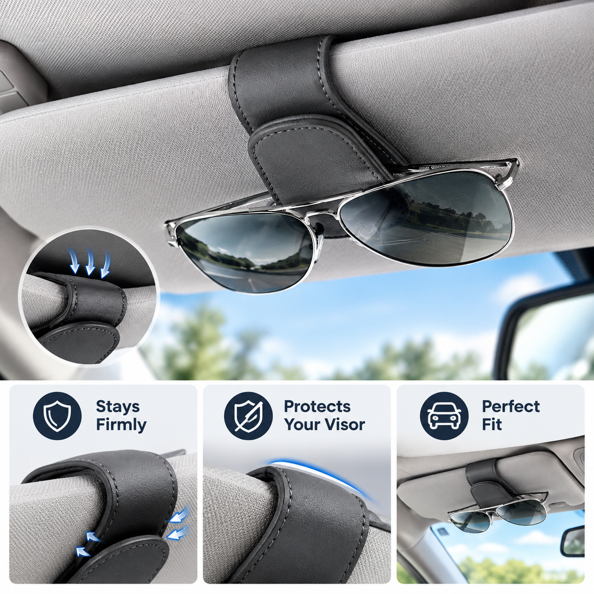 🧲Magnetic Leather Car Visor Glasses Clip – Universal Car Interior Accessory