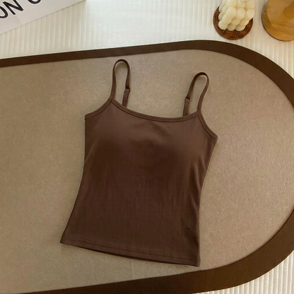 👗Women's Solid Ribbed Crop Cami Top - Fitted Casual Sleeveless