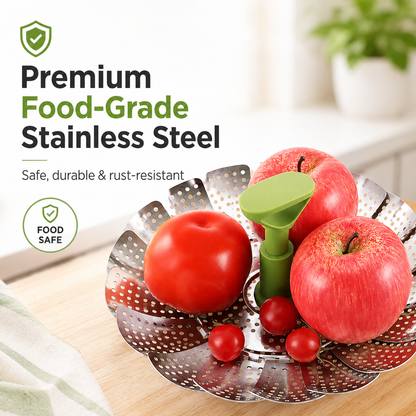 🛡️Stainless steel folding lotus telescopic steamer