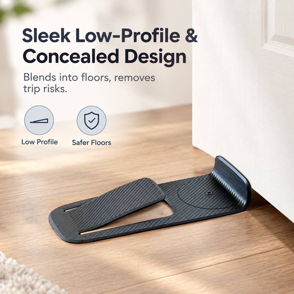 🦶Spring-loaded innovative doorstop - securely holds open door wedges in place