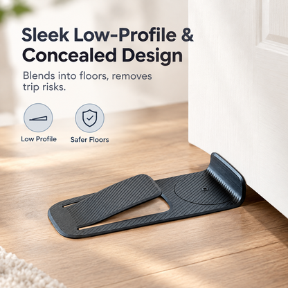 🦶Spring-loaded innovative doorstop - securely holds open door wedges in place
