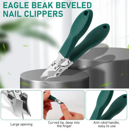 💨Wide Jaw Opening Anti-Splash Slanted Eagle Beak Beveled Nail Clipper Set