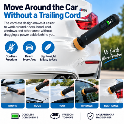 Cordless Car Polish Machine, 12000RPM 3-in-1 Car Detailing Tool