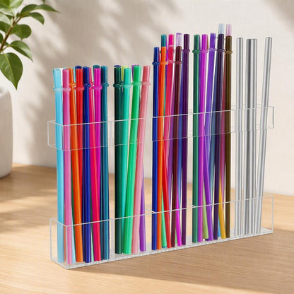🗂️Multi-Grid Acrylic Drinking Straw Organizer