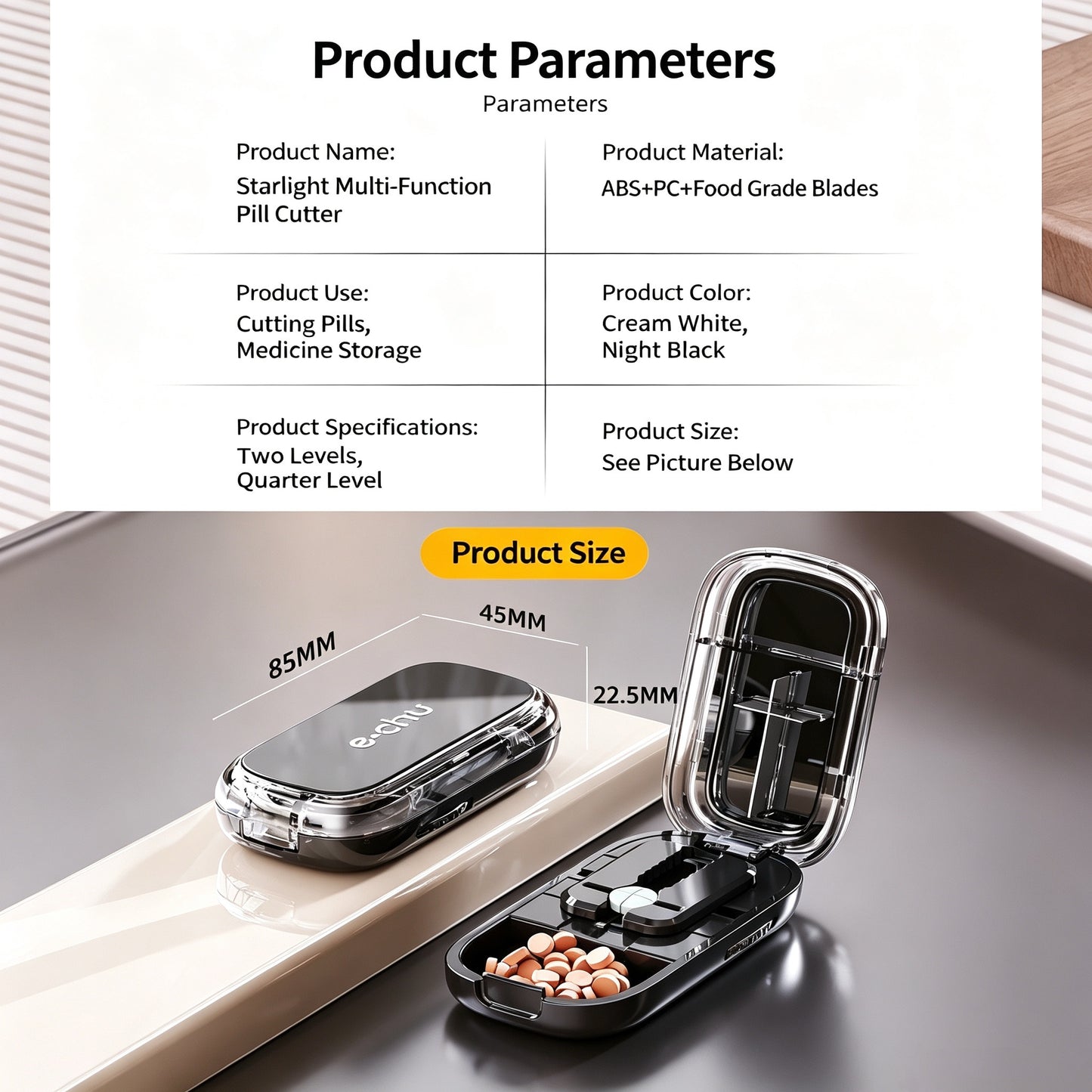 🔥Upgrade-Designed Compact 3-in-1 Pill Splitter Organizer - ABS+PC