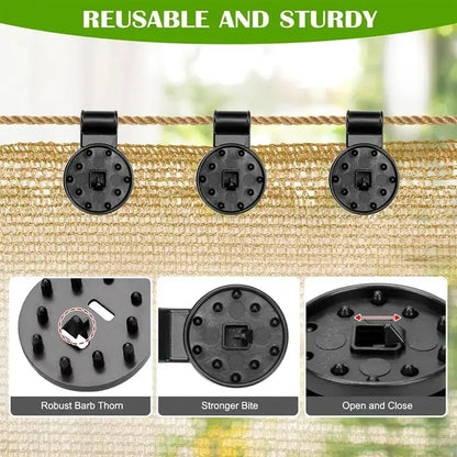 🔒20 Pcs Outdoor heavy-duty universal sunshade clips - securely hold mesh sunshade sails, tarpaulins, and awnings