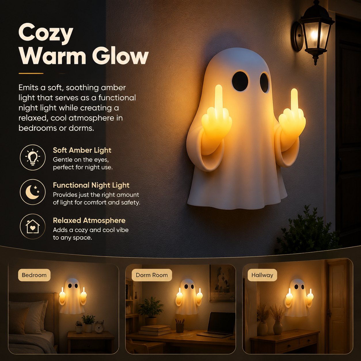 👻🖕Halloween ghost middle finger night light