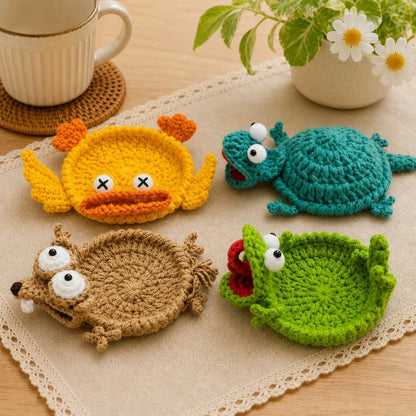 🦎Handmade Crochet Cartoon lizard Coaster