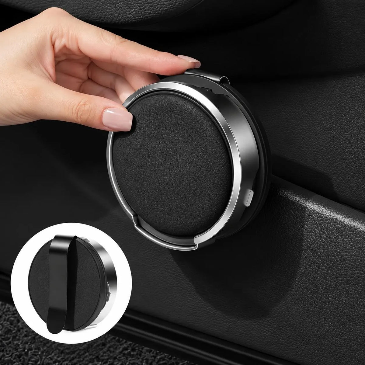 Rear hook mounting design on foldable car cup holder