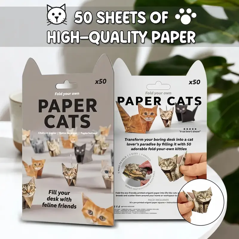 🐱✂️New DIY Paper Cat Origami Animal Set (50 Pcs)